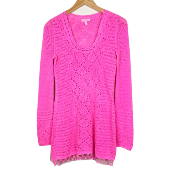 Lilly Pulitzer Dresses & Skirts - Lilly Pulitzer Hot Pink Knit Pom-Pom Dress